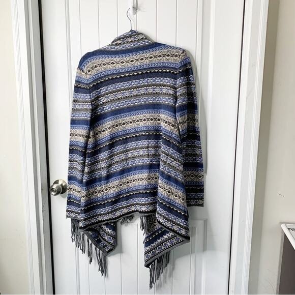 Velvet Graham Spencer wool aztec southwestern fringe sweater cardigan western M - Picture 3 of 6
